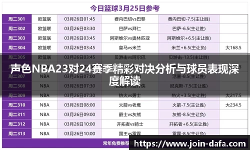 声色NBA23对24赛季精彩对决分析与球员表现深度解读